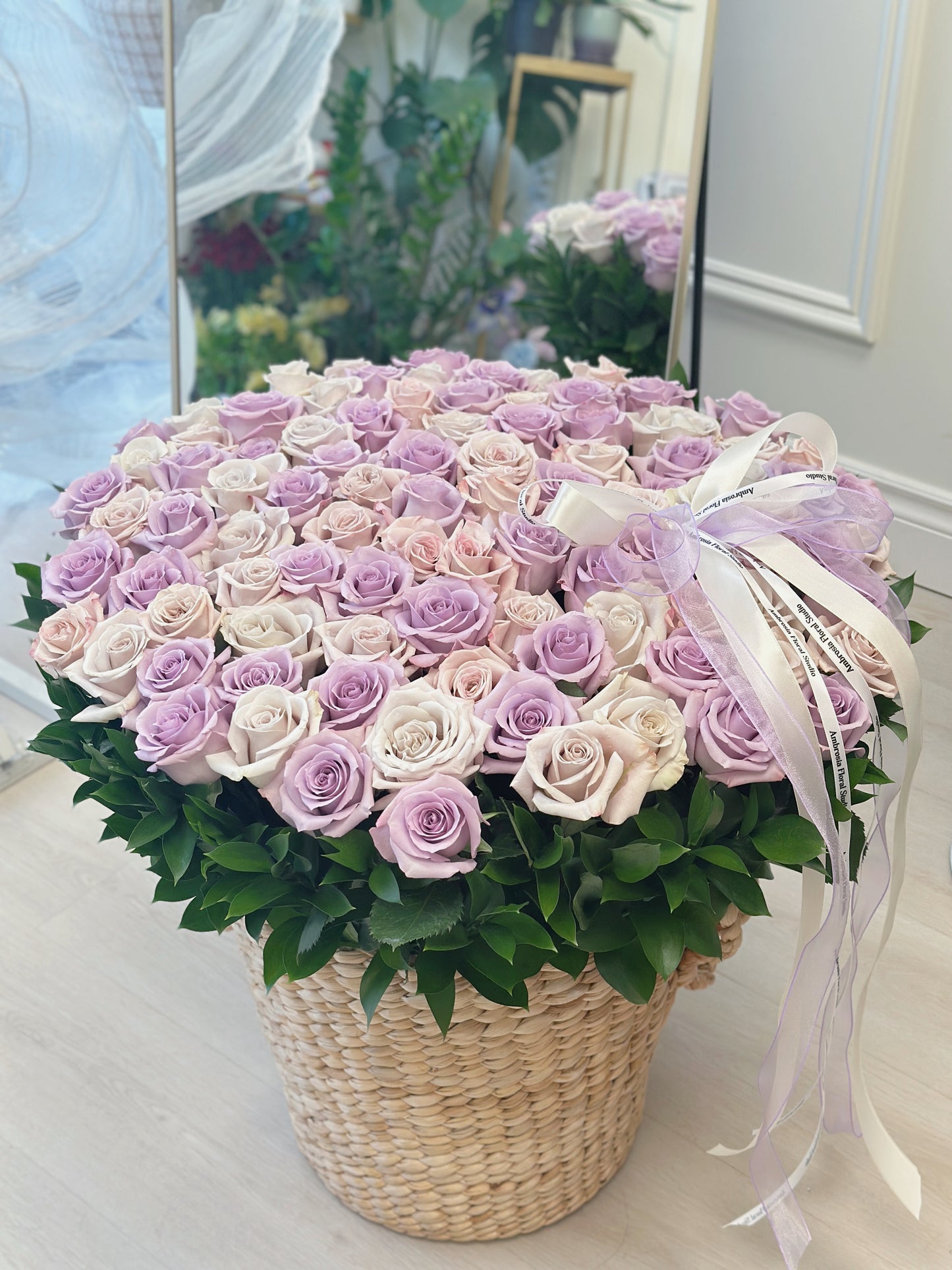 99 Roses in Basket
