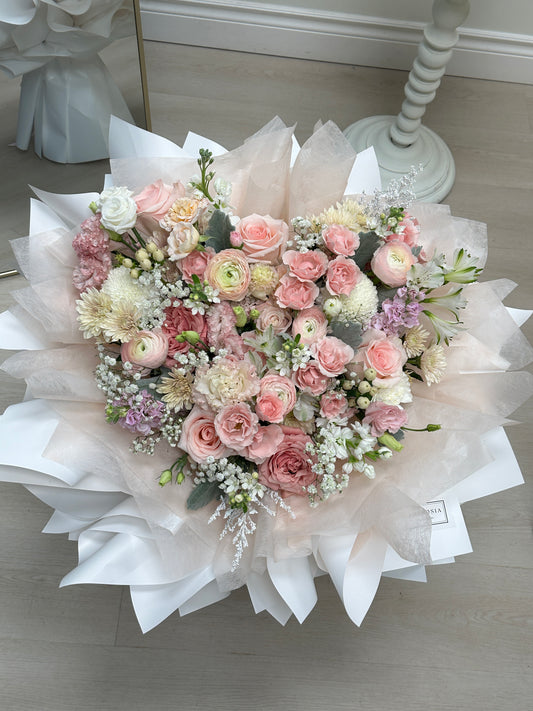 A Mixed Heart Bouquet -Pink Please