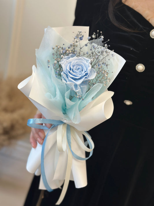 Preserved Rose Single Stem- Blue