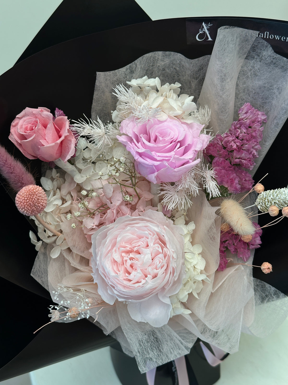 Black and Pink Preserved Bouquet