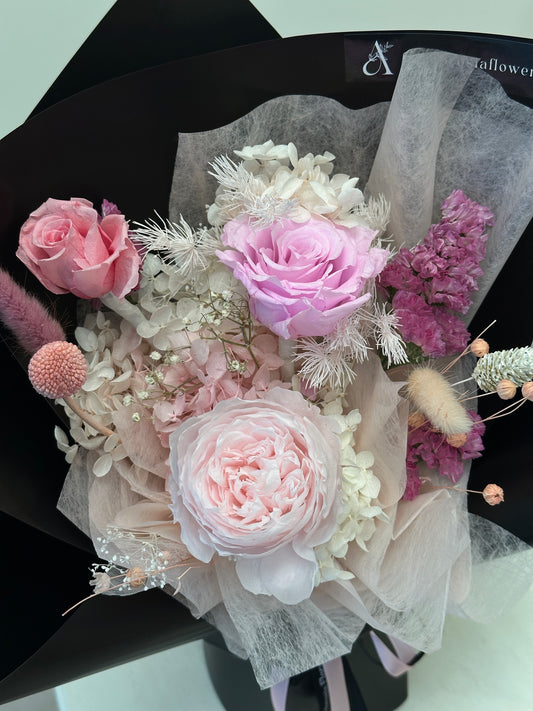 Black and Pink Preserved Bouquet