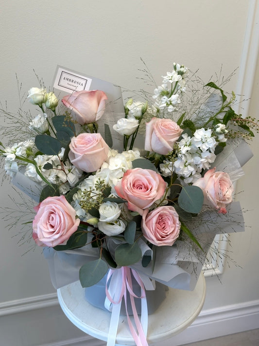 Sweet Eskimo Pink and White Bouqet