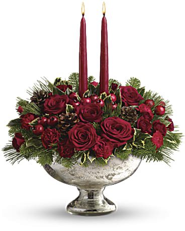 Mecury Glass Bowl Bouquet