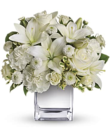 Peace & Joy Bouquet- All White in cube