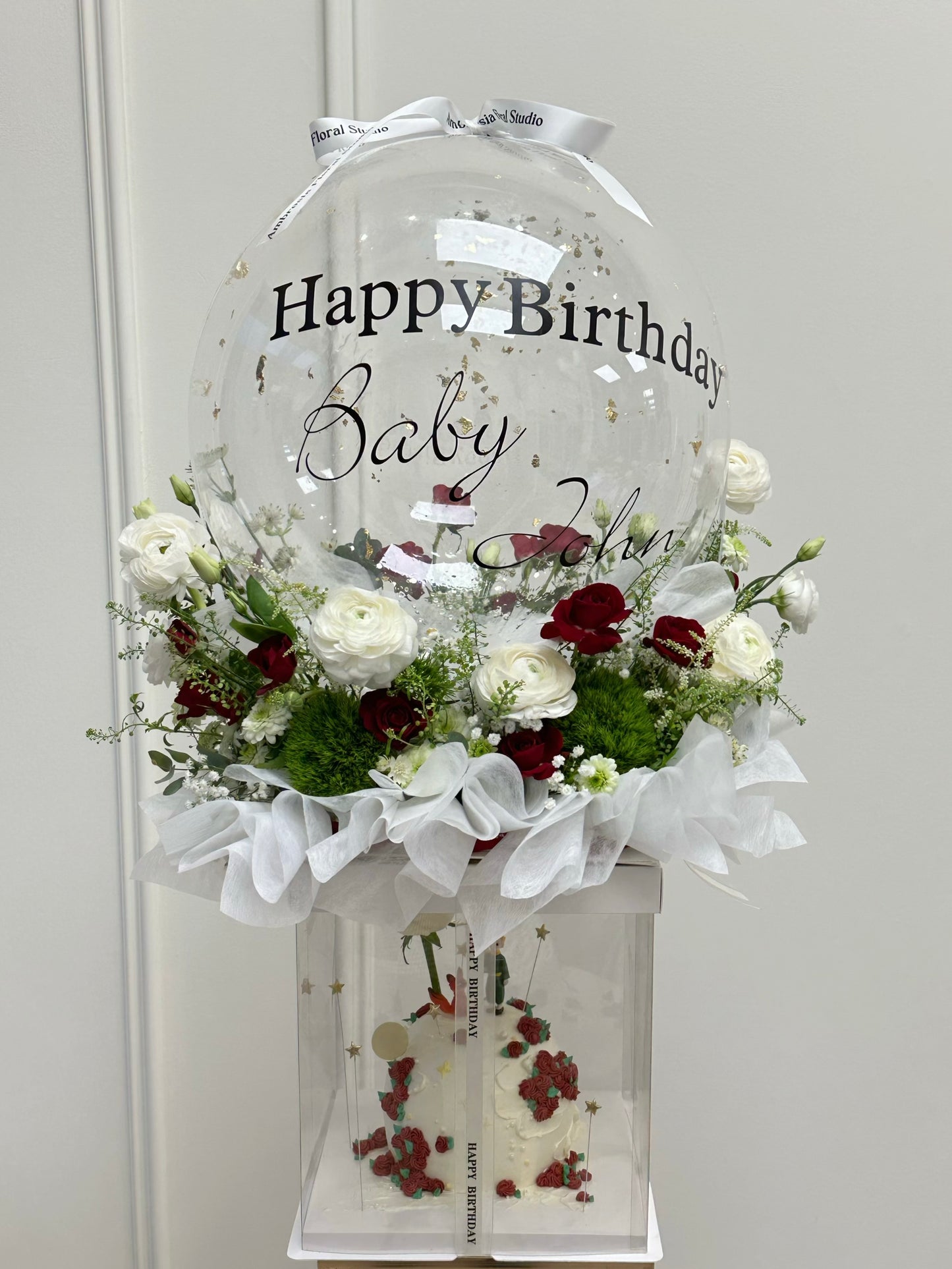 Customize Hellium Bobo Balloon and Flower Arrangment