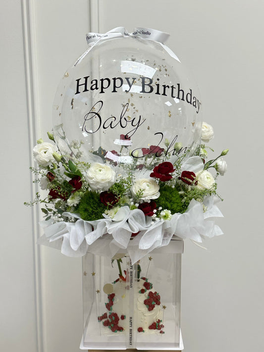 Customize Hellium Bobo Balloon and Flower Arrangment