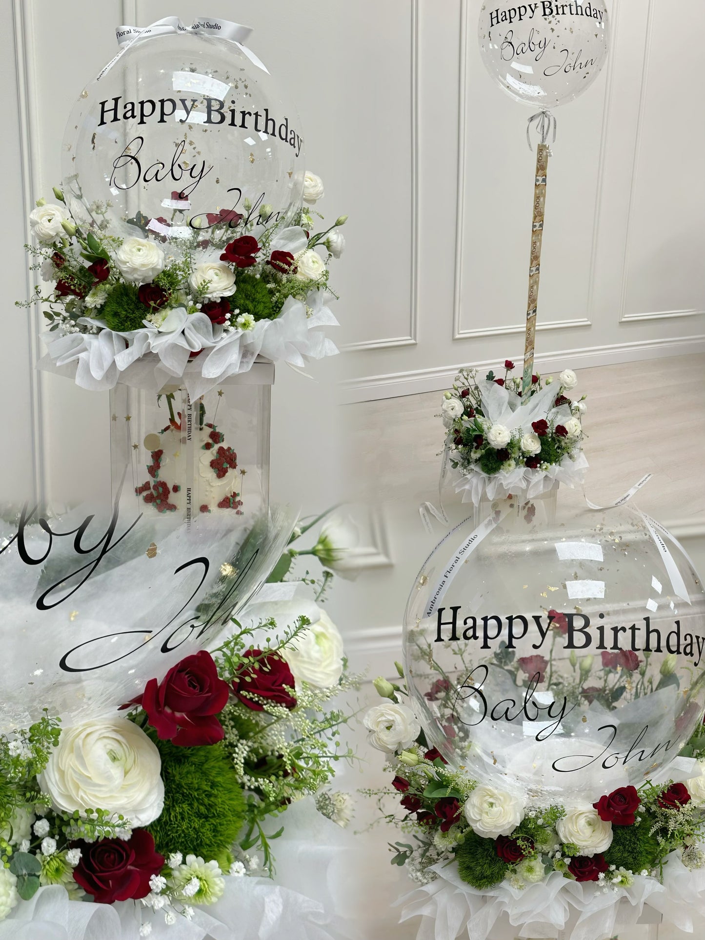 Customize Hellium Bobo Balloon and Flower Arrangment
