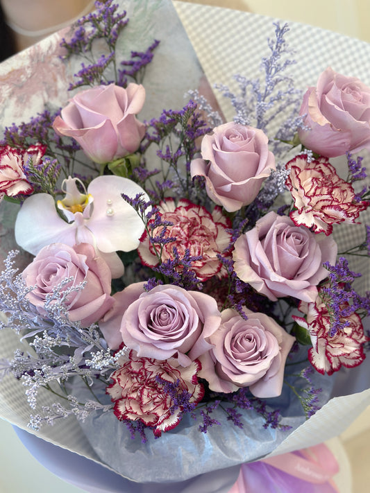 2025 Forever Violet Bouquet-Carnation, Rose and Orchid