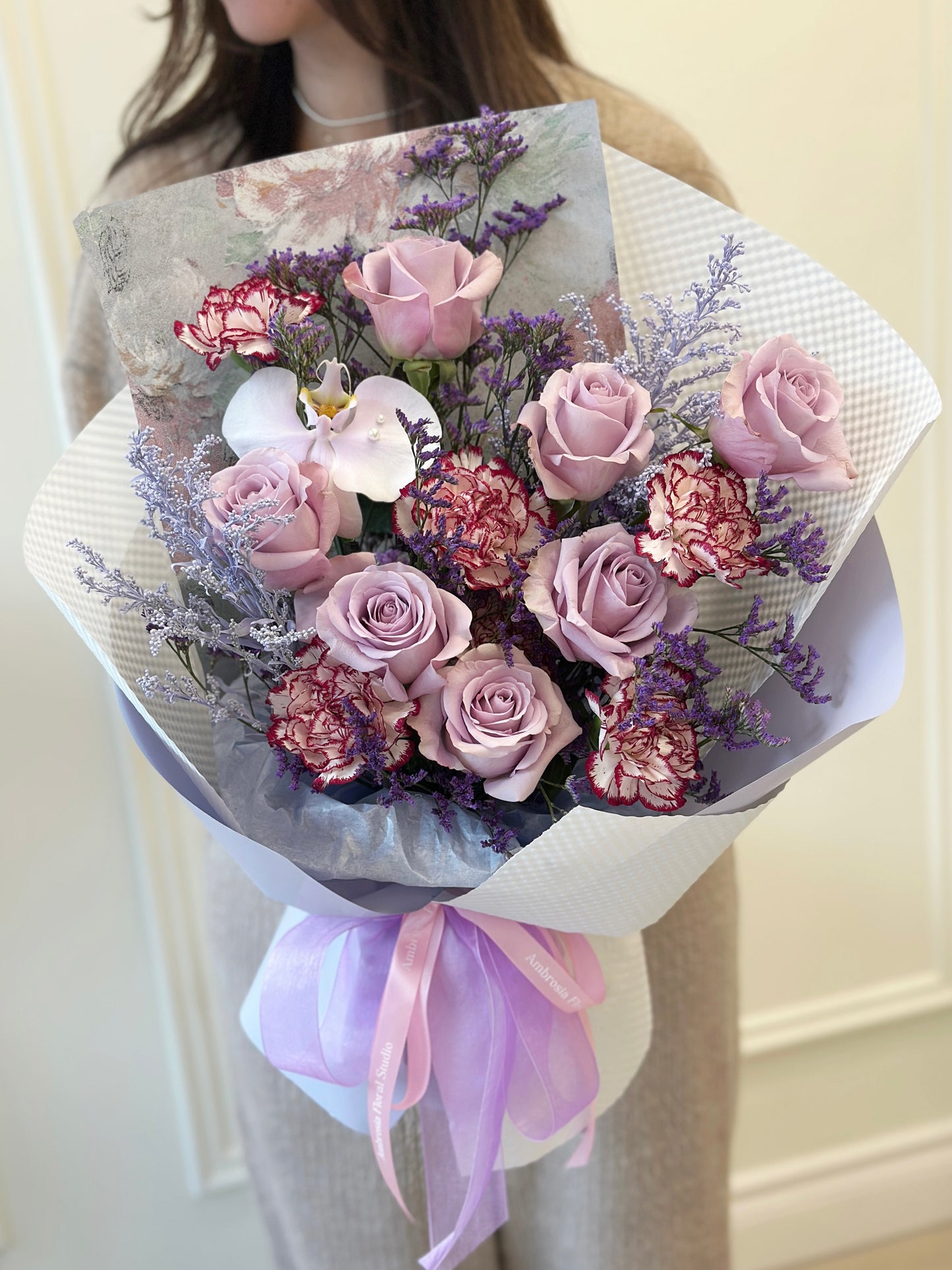 2025 Mother's Day Forever Violet Bouquet-Carnation, Rose and Orchid