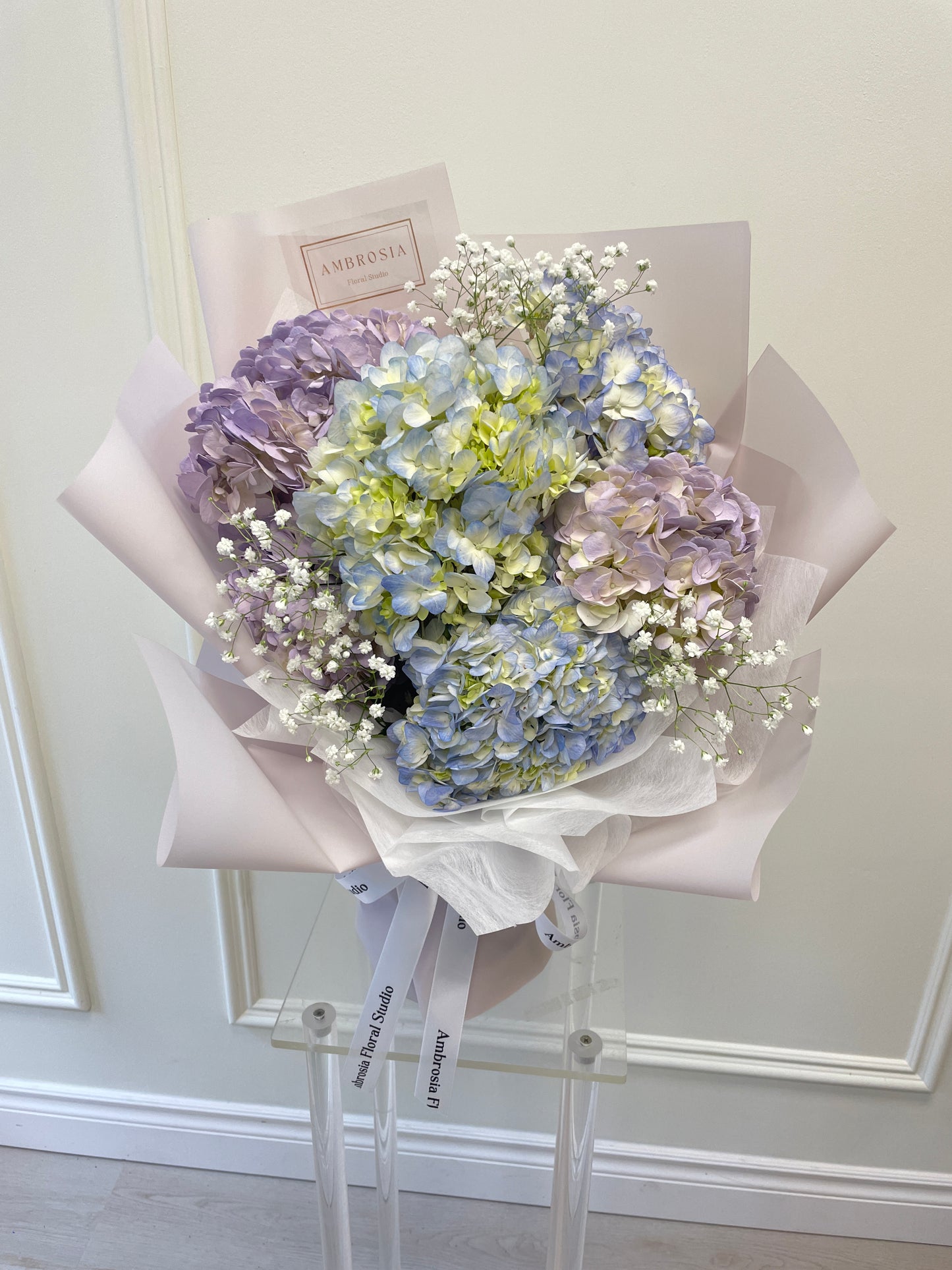 Blue and Purple Hydrangea Mono Bouquet