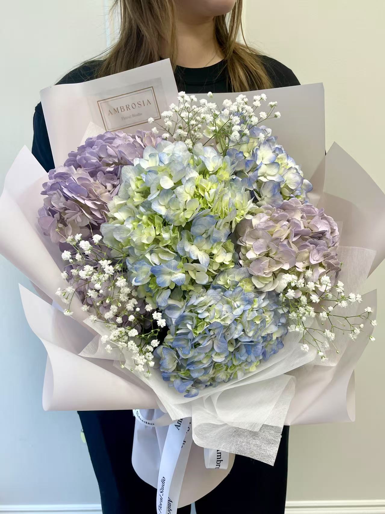 Blue and Purple Hydrangea Mono Bouquet