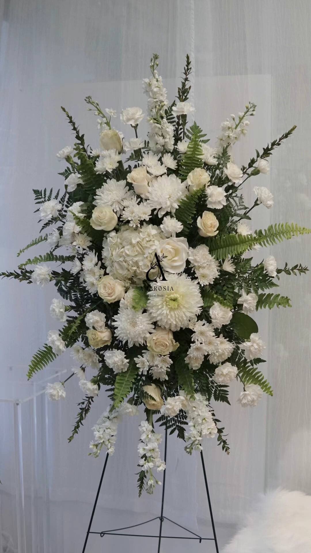 Deepest Sympathy All White Standing Spray