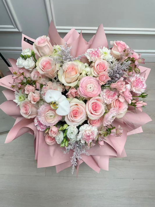 A Mixed Heart Bouquet -Pink Please