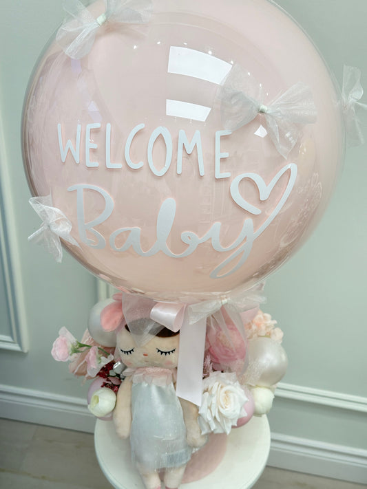 AFS Welcome Baby Girl Balloon & Plush Hat Box