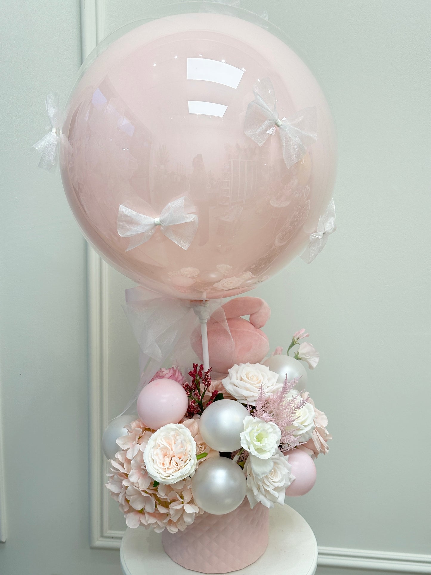 Welcome Baby Girl Balloon & Plush Hat Box