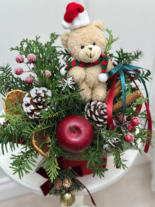 Festive Teddy Christmas Box Centrepiece