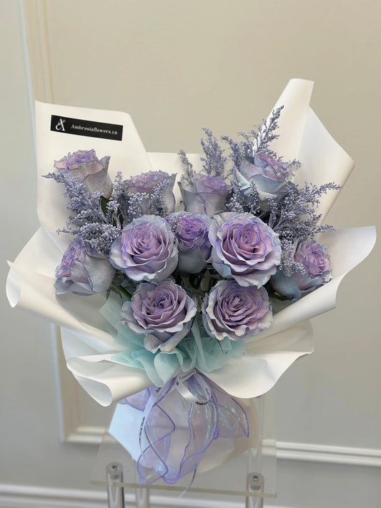 Blue Sand Dream Bouquet- Ecuadorian Tinted Rose