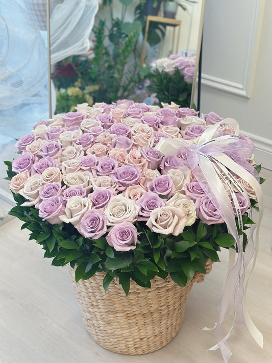 99 Roses in Basket