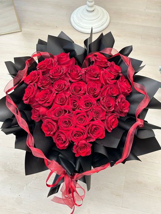 A Red Rose 33-52 Heart Shape Red Rose Bouquet