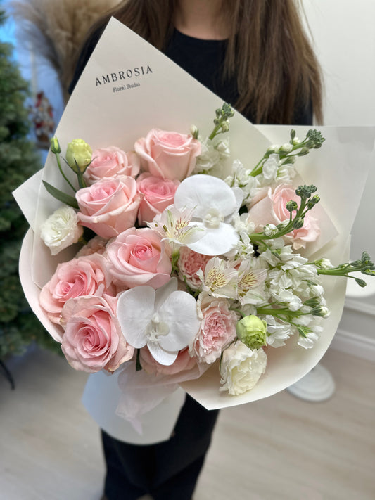 2026 Soft Blush Orchid Rose Bouquet