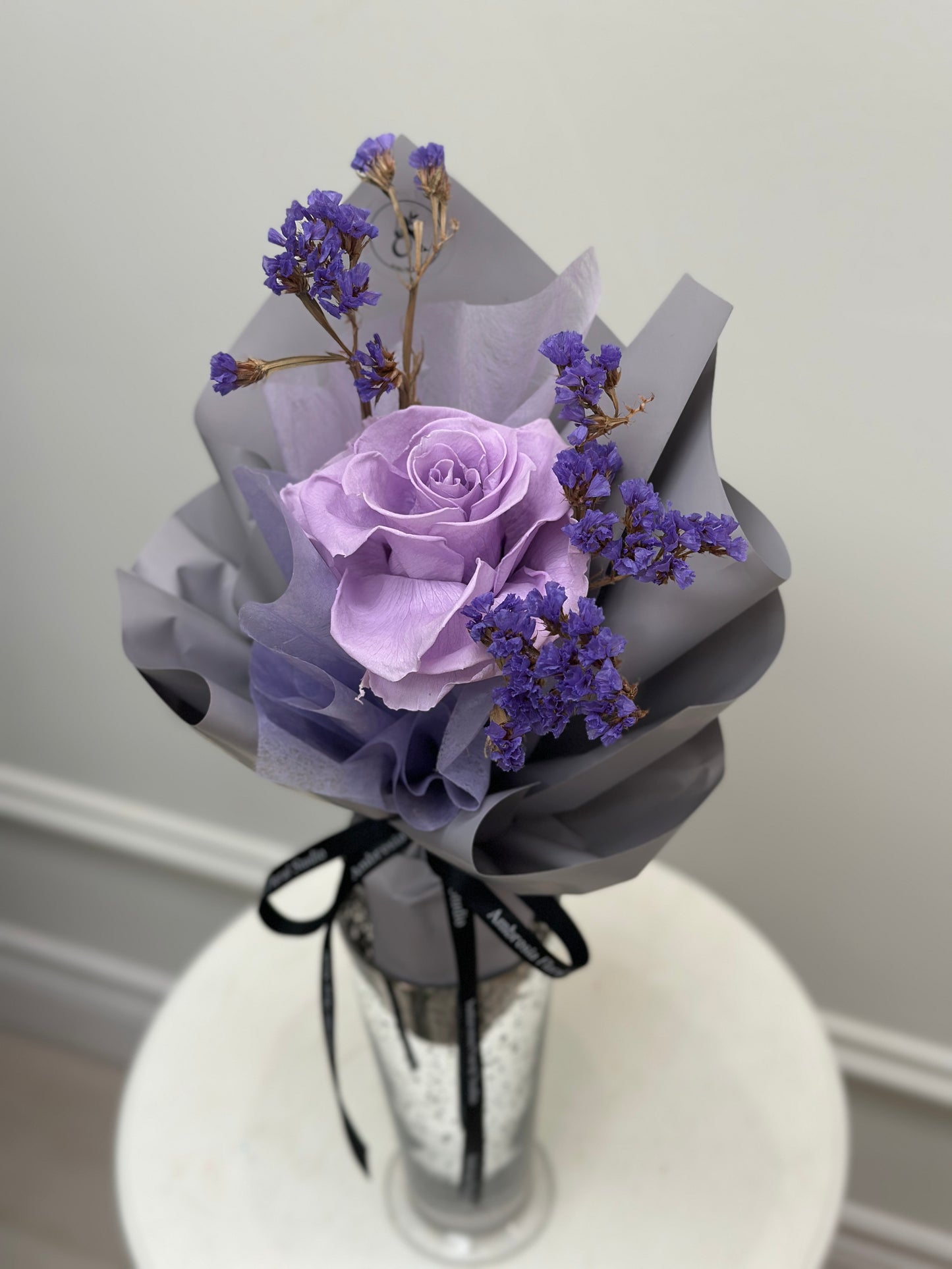 Preserved Rose Single Stem-Purple