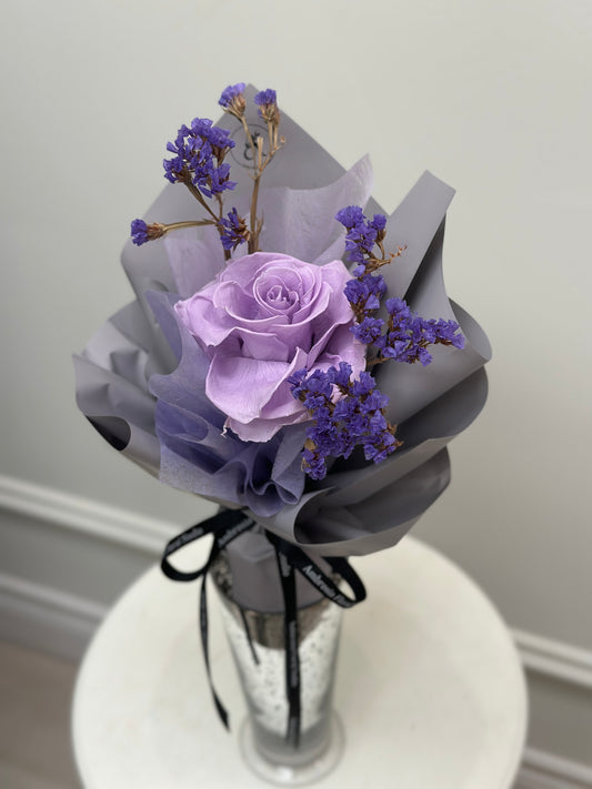 Preserved Rose Single Stem-Purple