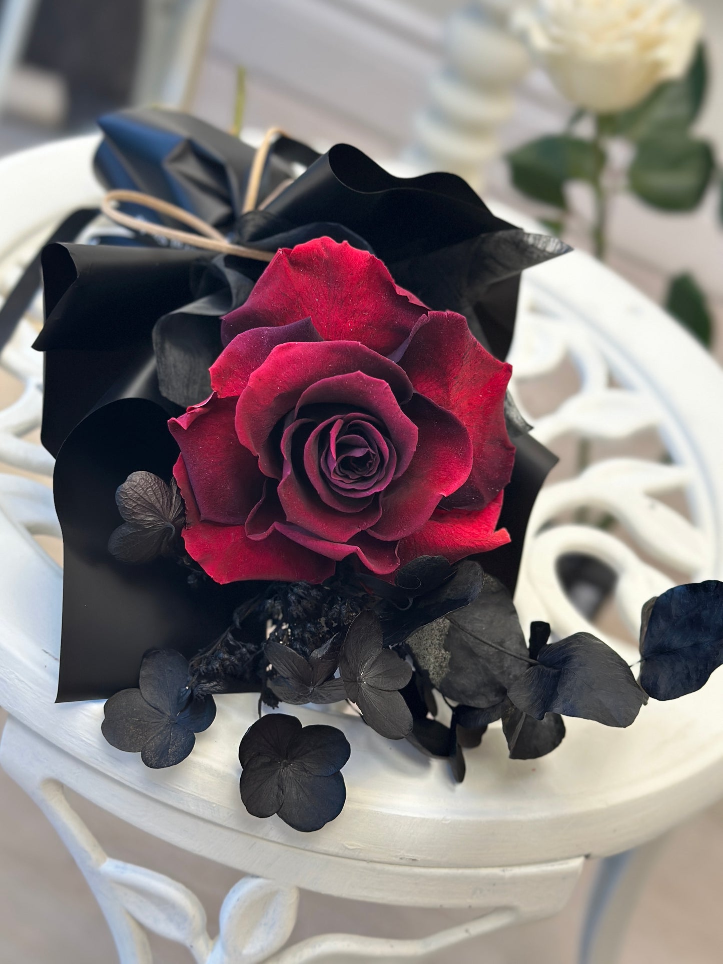 Preserved Rose Single Stem-Dark Red