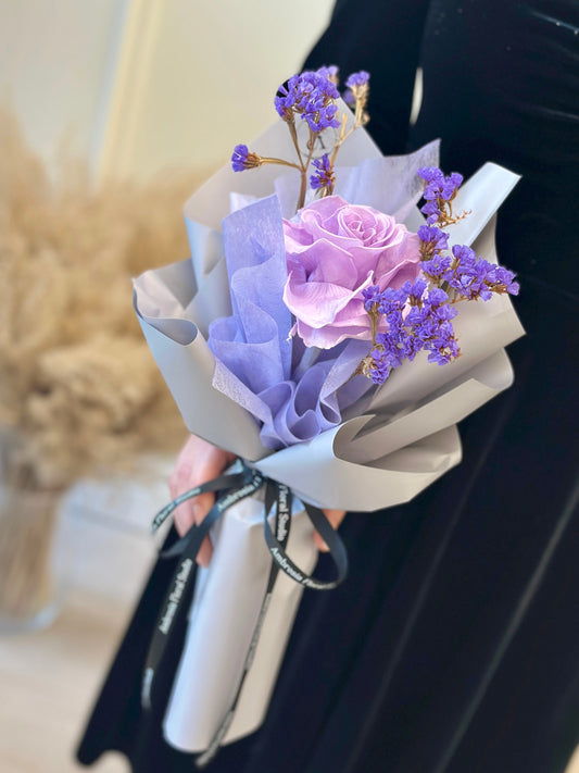 Preserved Rose Single Stem-Purple