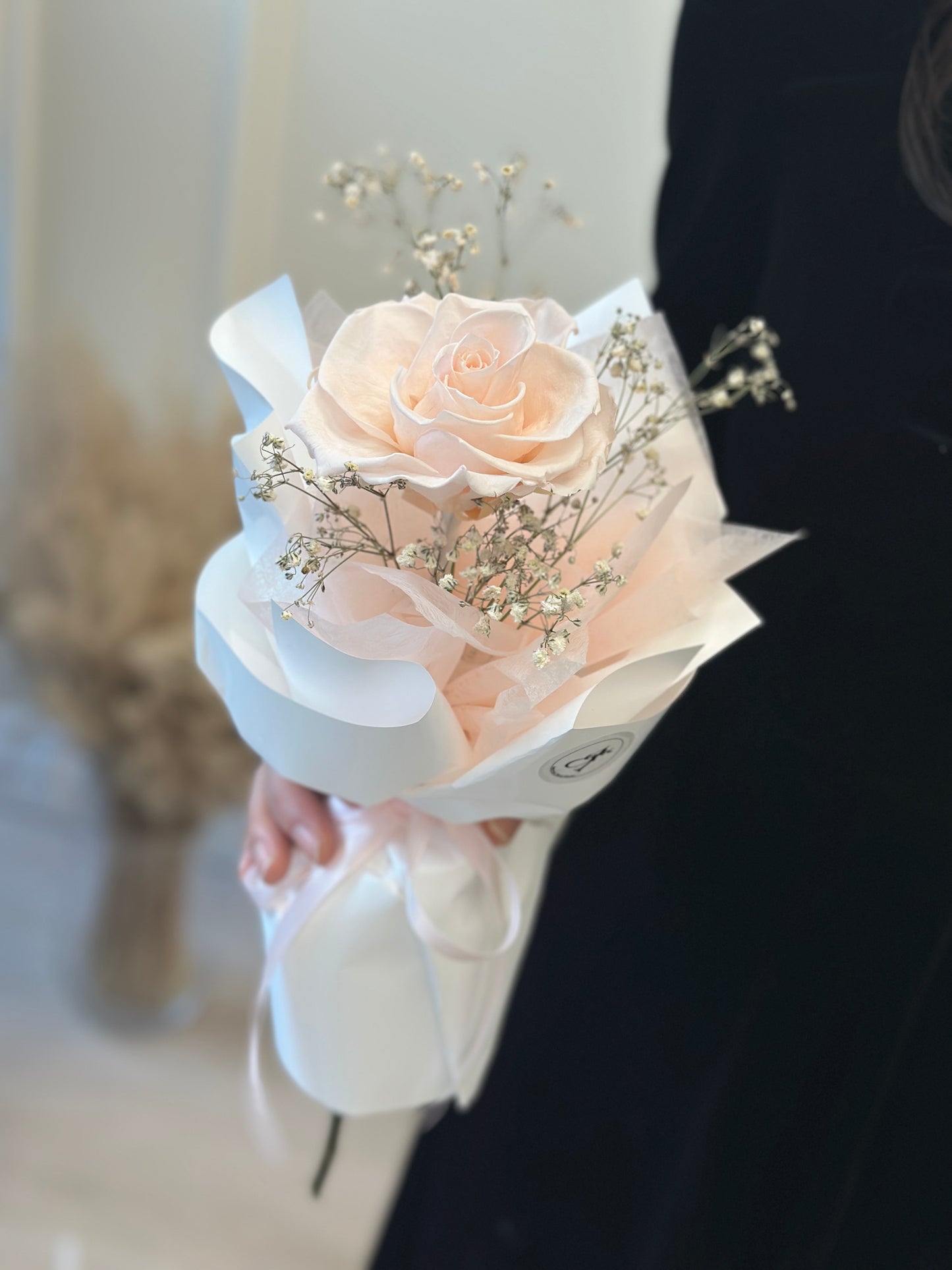 Preserved Rose Single Stem- Light Pink