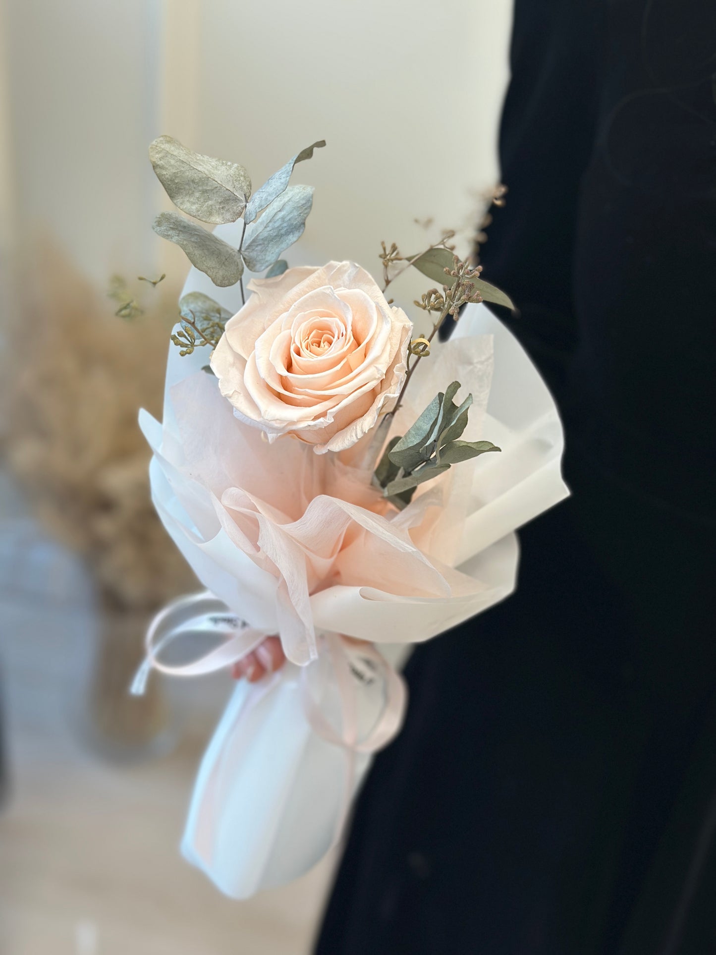 Preserved Rose Single Stem- Light Pink