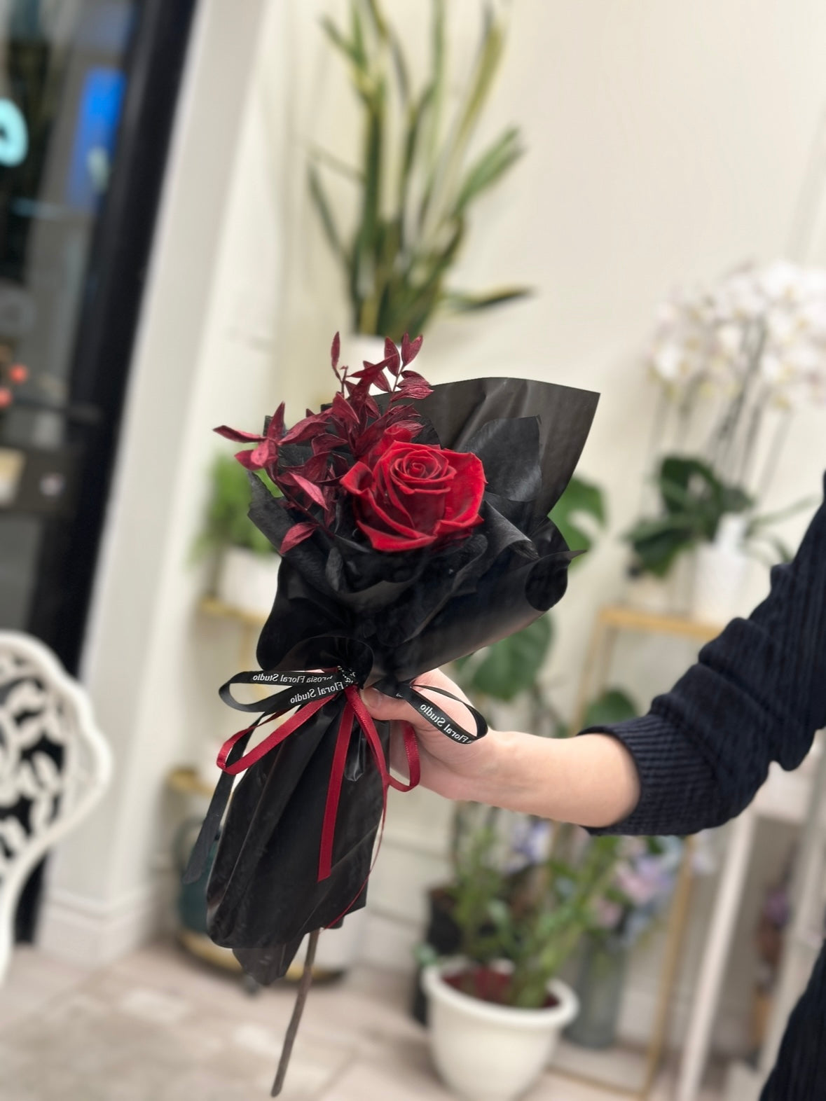 Preserved Rose Single Stem-Red