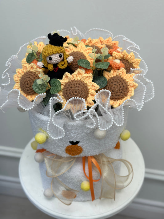 ASF Golden Graduate Sunshine Crochet Bouquet