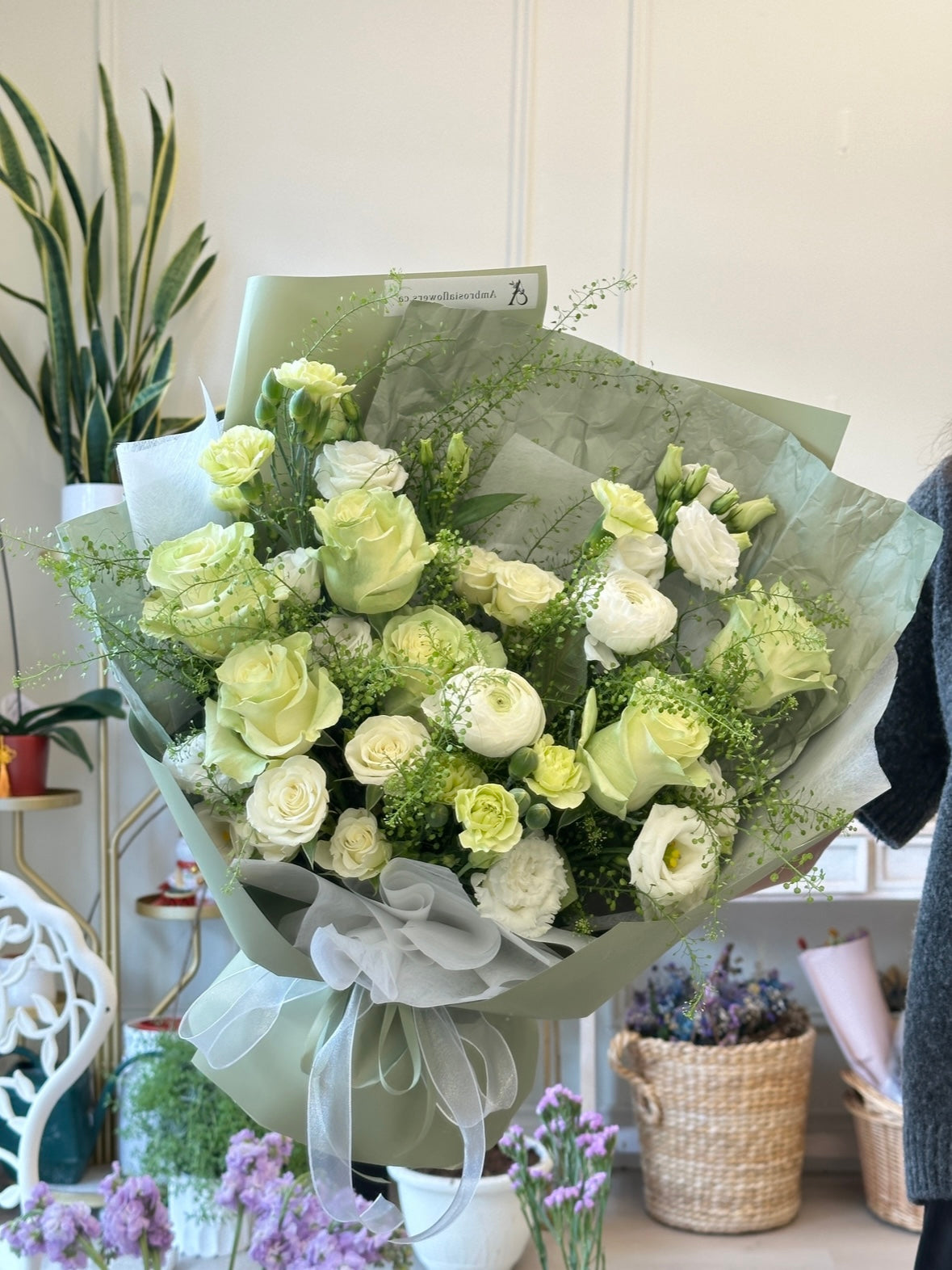 All Green Celadon Garden Whisper Bouquet