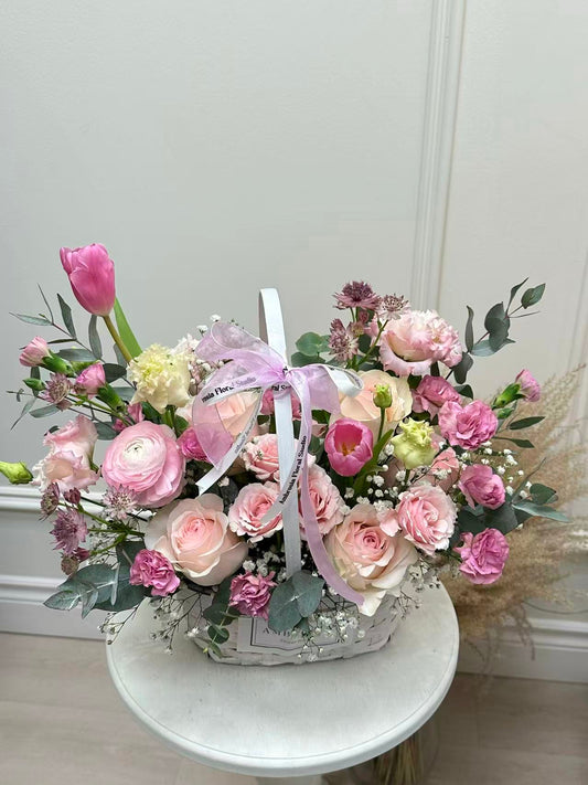 A Florist's Pick - Mixed Pink Basket