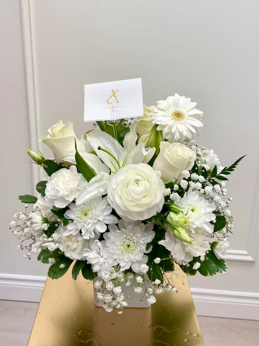Peace & Joy Bouquet- All White in cube