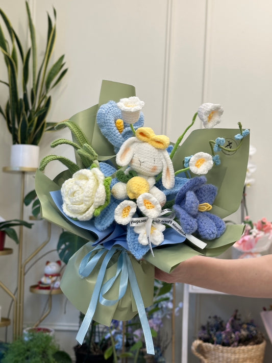 AFS Crochet Bouquet - Forever Bloom Collection (Blue and Green)