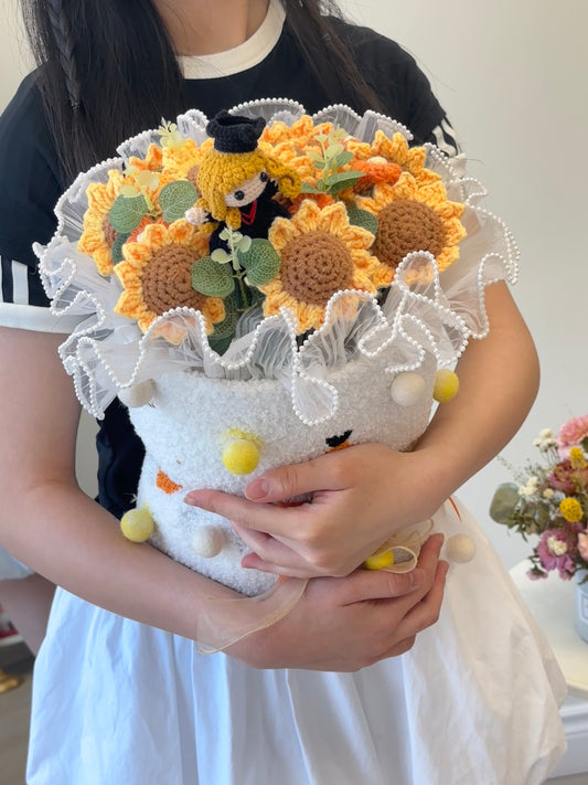 ASF Golden Graduate Sunshine Crochet Bouquet
