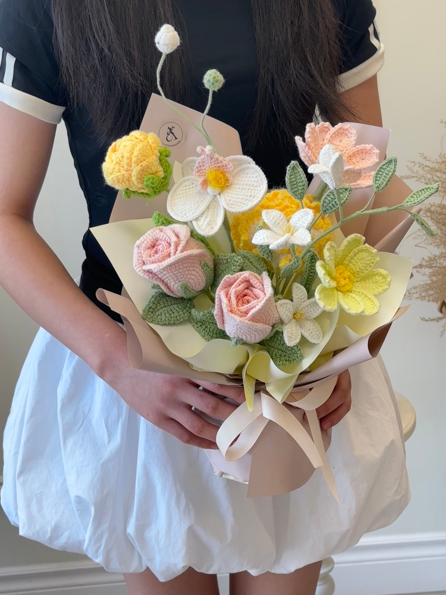 AFS Mixed Flower Crochet Bouquet - Elegant Bloom