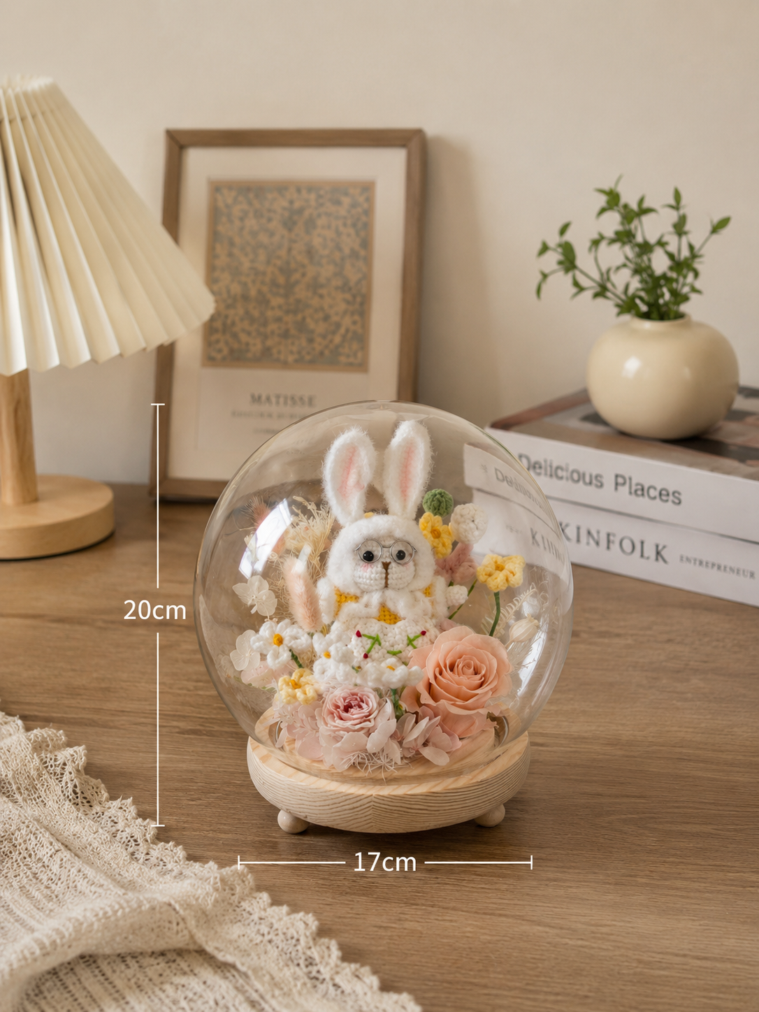 Fairy Dome - Whimsical Bunny Preserved Rose
