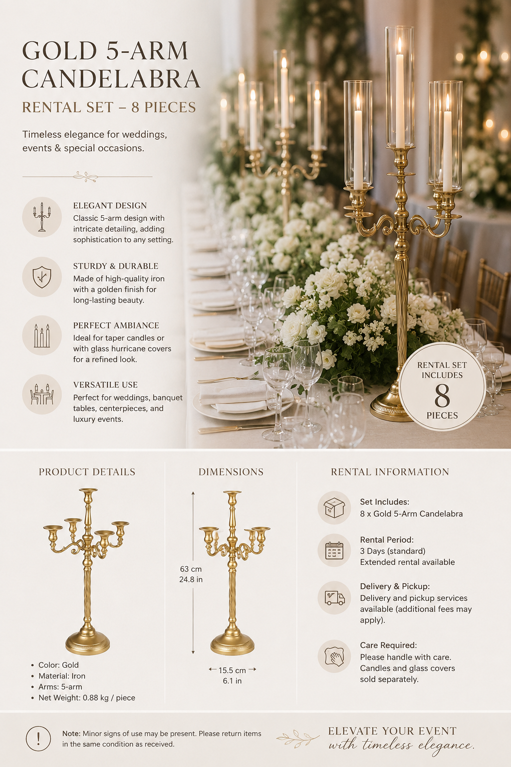 Gold 5-Arm Candelabra
