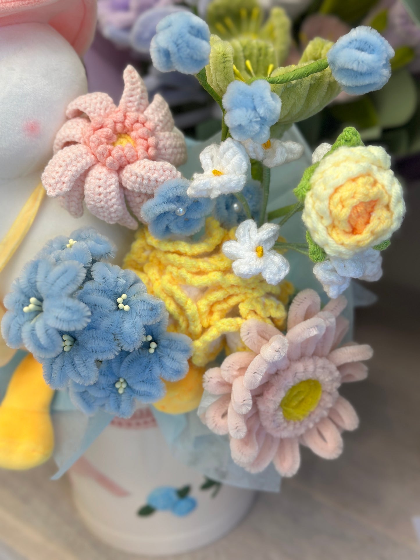 Daisy Duck Crochet Garden in Ceramic Pot