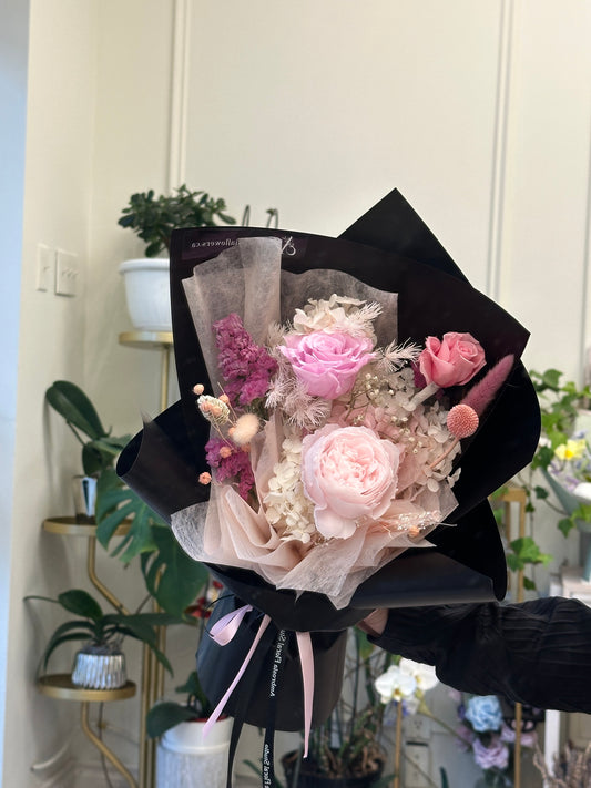 Black and Pink Preserved Bouquet