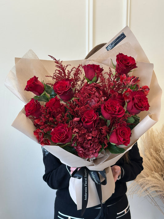 Crimson Romance Mixed Red Rose Bouquet