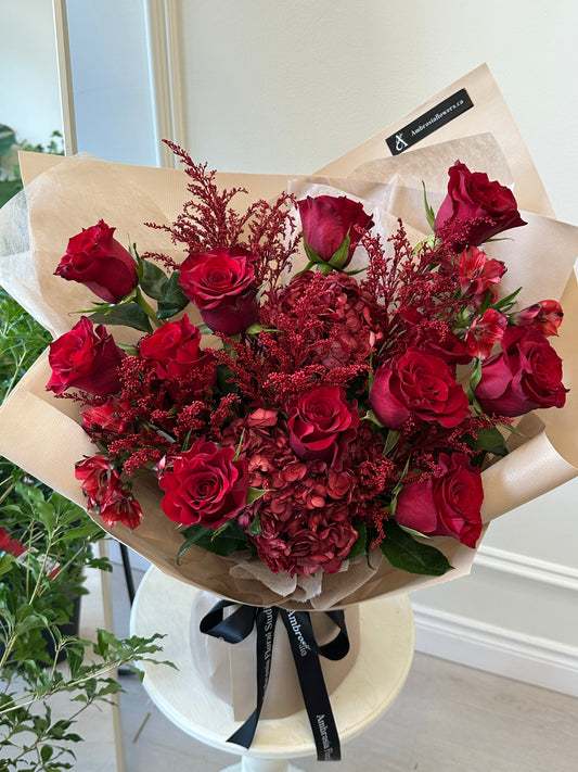 Crimson Romance Mixed Red Rose Bouquet