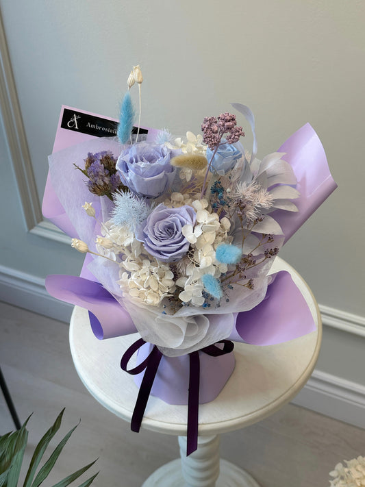 Preserved Flower Bouquet- Lavender Whisper Pink and Blue