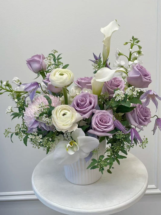Ambrosia’s Lavender Grace – Mother’s Day Soft Purple Floral Vase