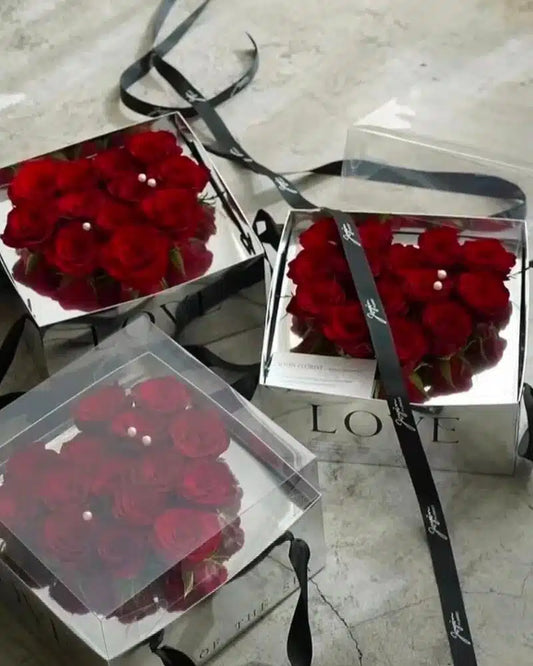 Silver Heart Roses Box 1