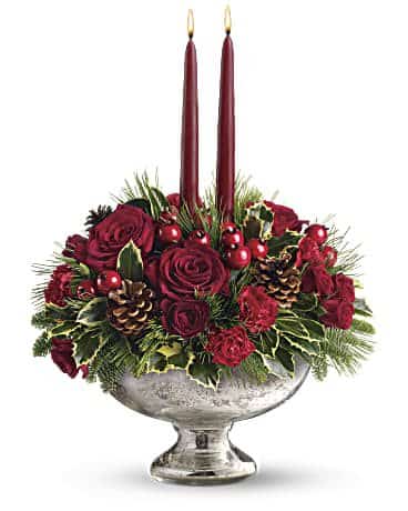 Mecury Glass Bowl Bouquet
