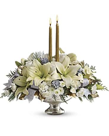 Teleflora&#8217;sSilverAndGoldCenterpiecePM