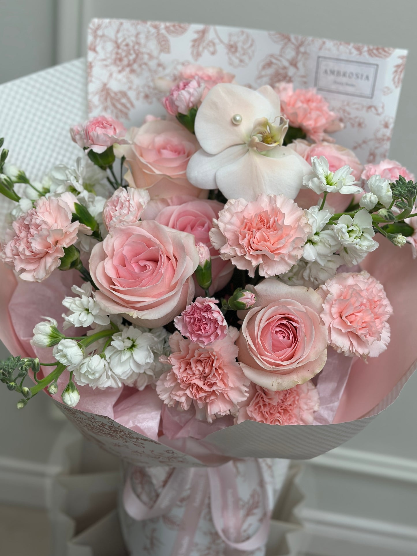 2025 Mother's Day Pink Serenade Bouquet-Carnation, Rose and Orchid